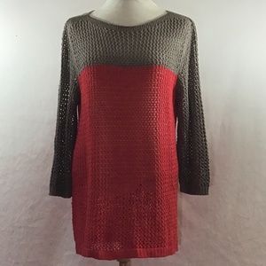 Apt.9 Gray/Melon  Crochet Sweater